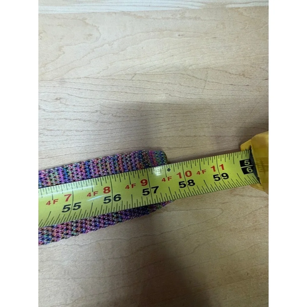 Zenio Mens Sq Tip Knit Tie Multicolor Purple Blue Green Microfiber 58in Office